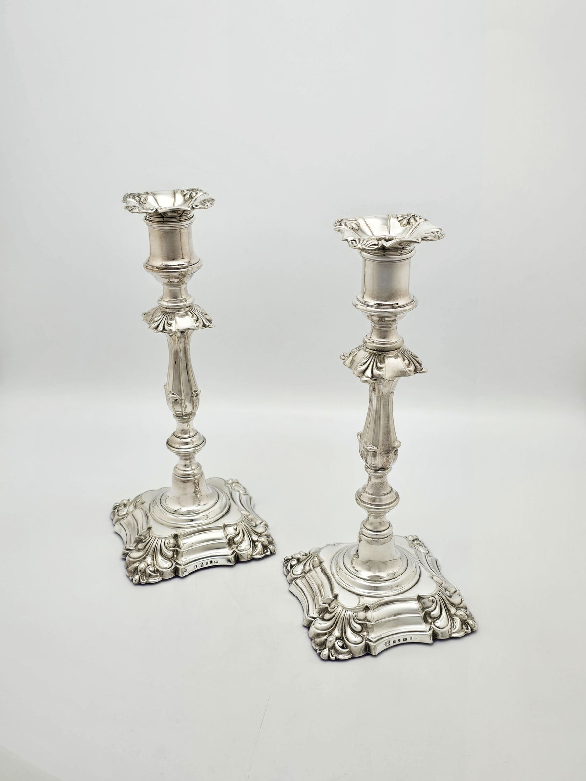 Antique Victorian Silver Plated Elkington Candlesticks Pair 1869