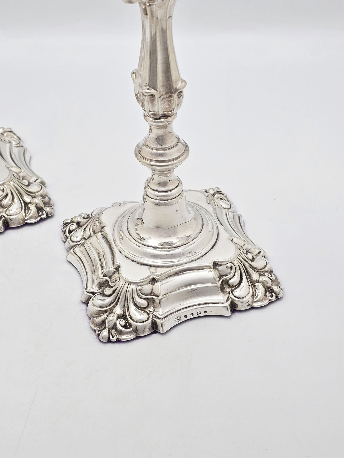 Antique Victorian Silver Plated Elkington Candlesticks Pair 1869