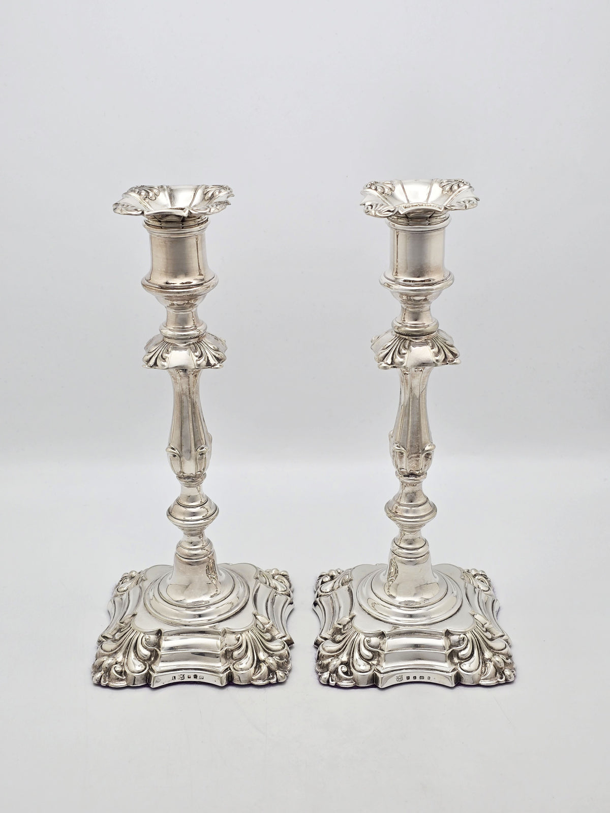 Antique Victorian Silver Plated Elkington Candlesticks Pair 1869
