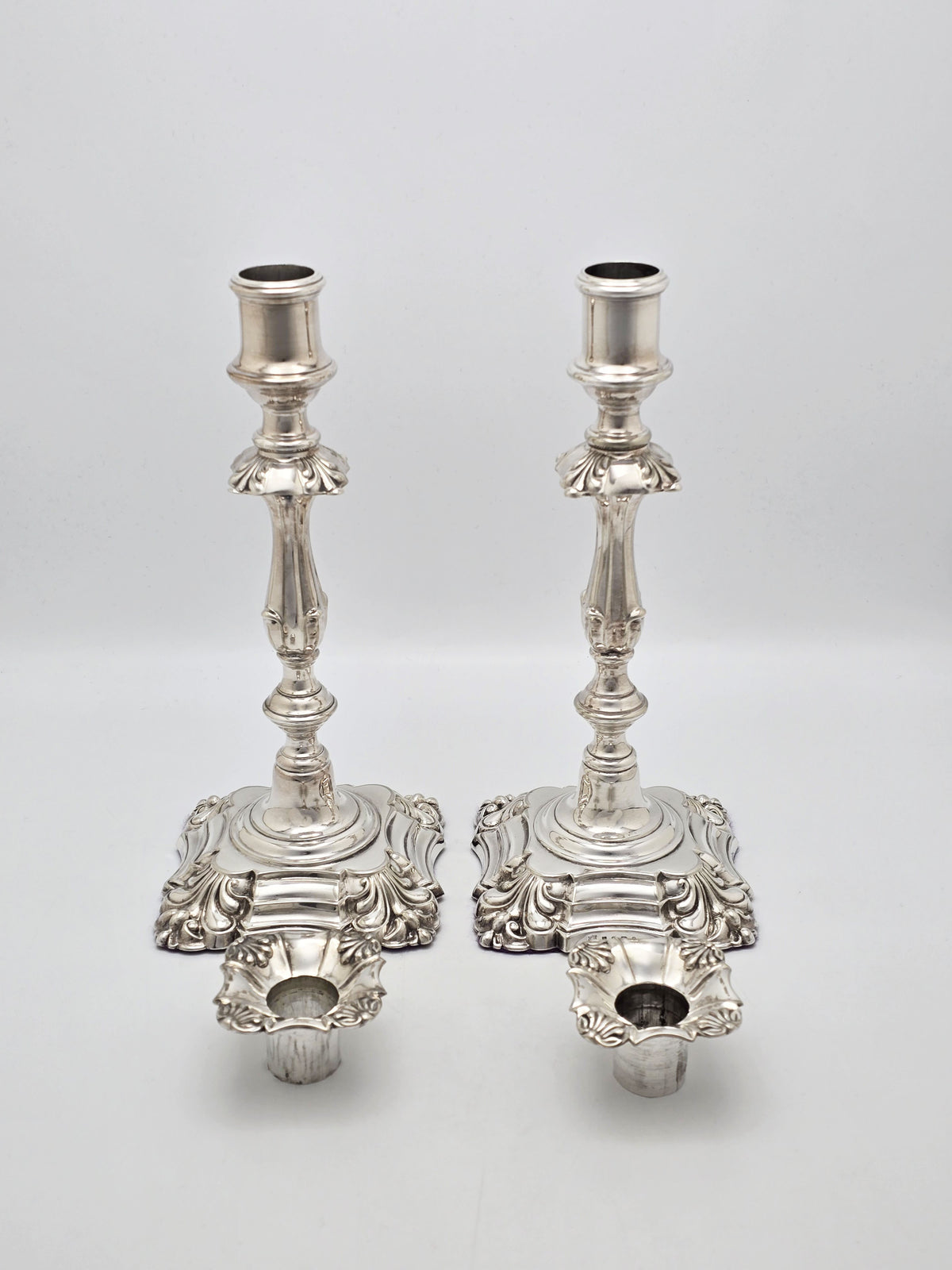 Antique Victorian Silver Plated Elkington Candlesticks Pair 1869