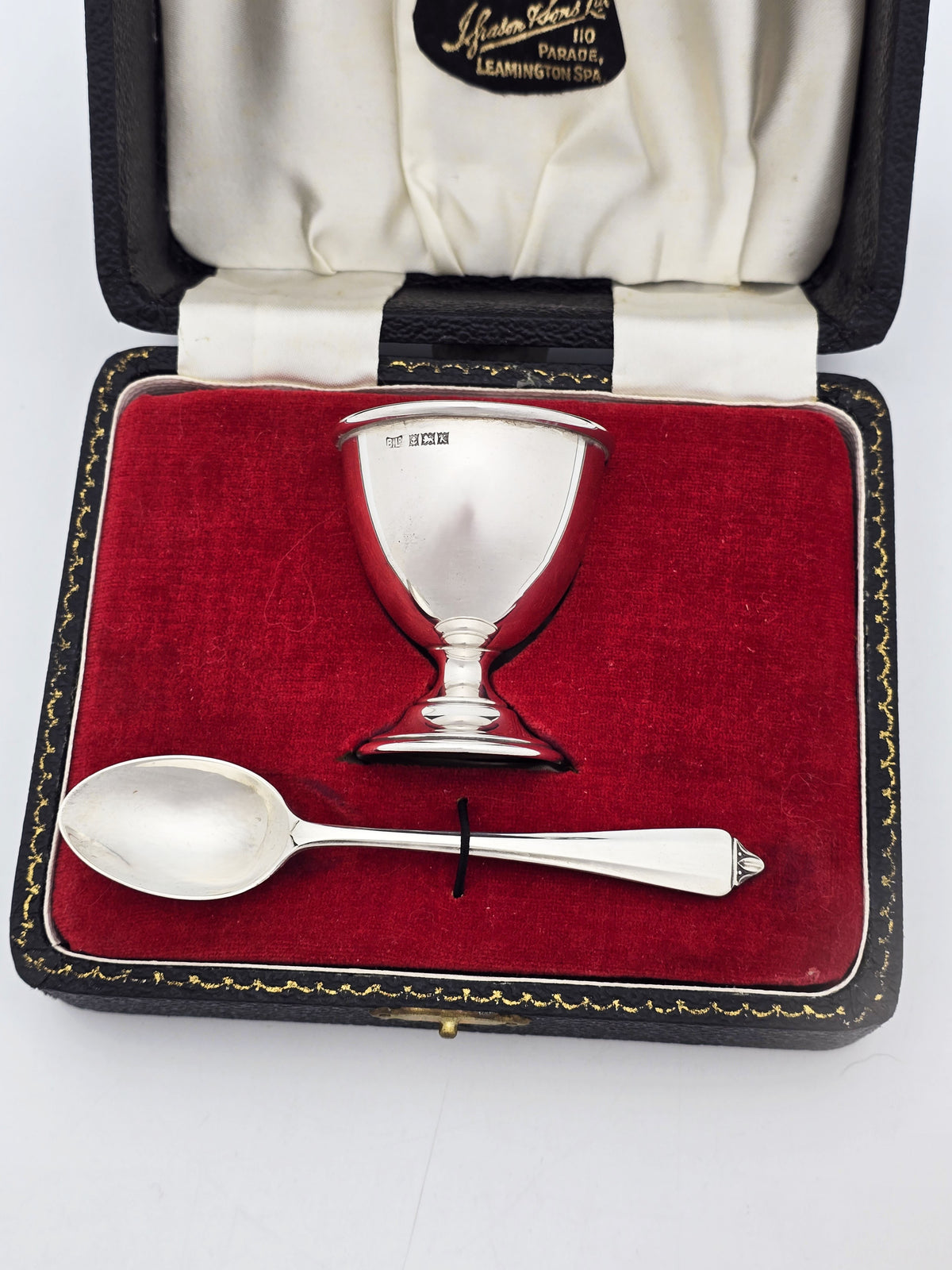 Vintage Sterling Silver Egg Cup and Spoon Set Birmingham 1959