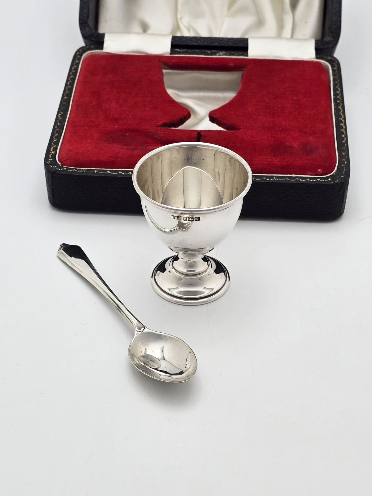 Vintage Sterling Silver Egg Cup and Spoon Set Birmingham 1959