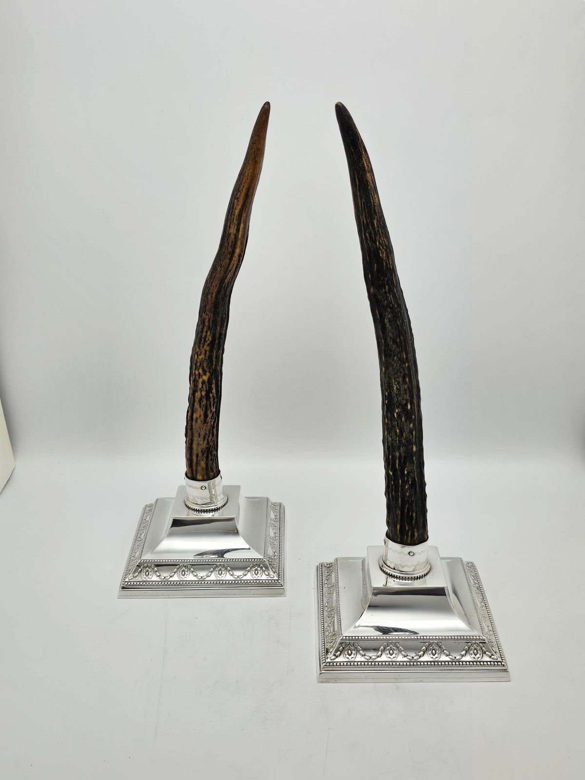 Antique Victorian Silver Plated Antler Obelisks circa 1880