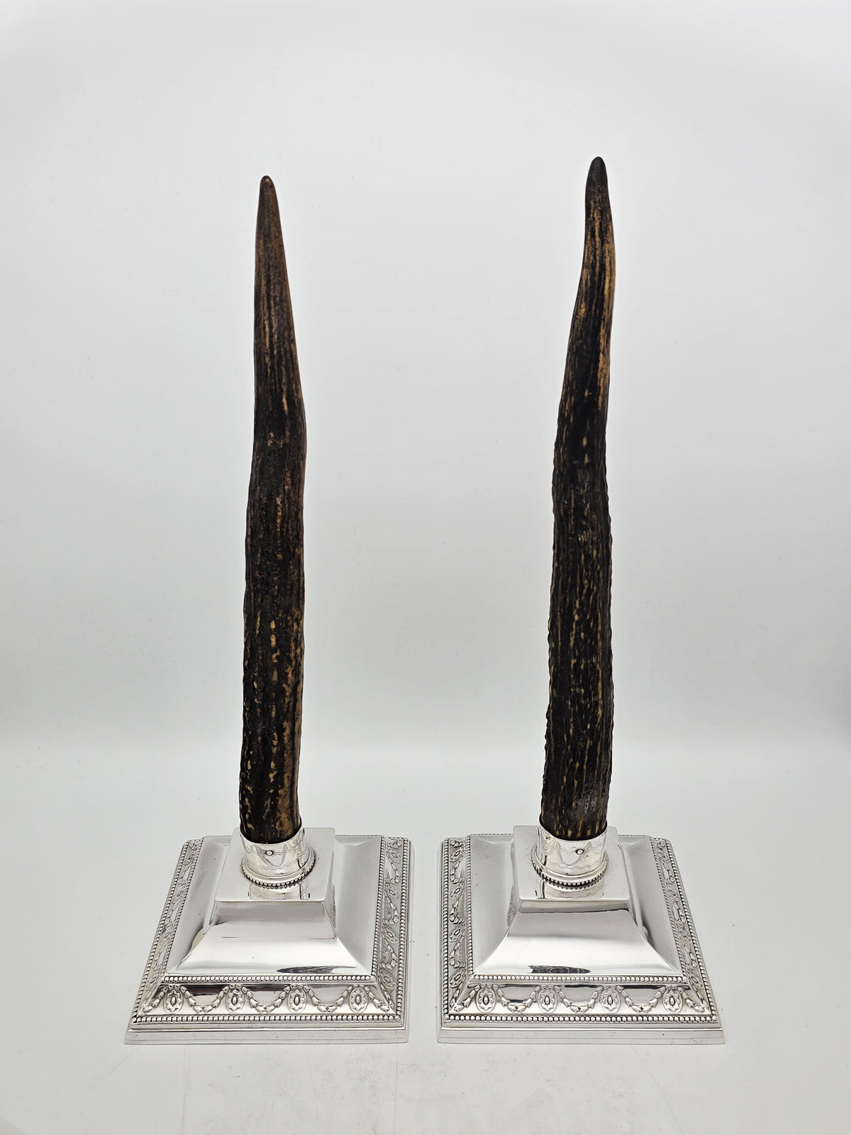 Antique Victorian Silver Plated Antler Obelisks circa 1880
