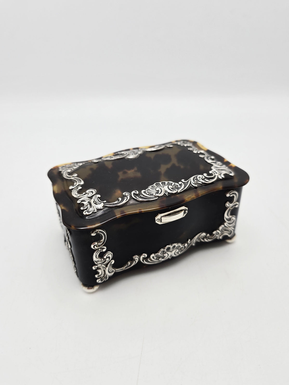 Antique Sterling Silver and Tortoiseshell Jewellery Box London 1897