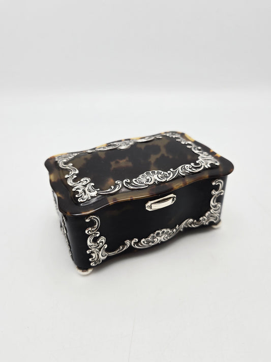 Antique Sterling Silver and Tortoiseshell Jewellery Box London 1897