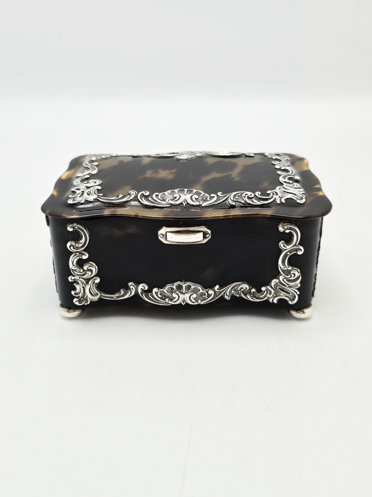 Antique Sterling Silver and Tortoiseshell Jewellery Box London 1897