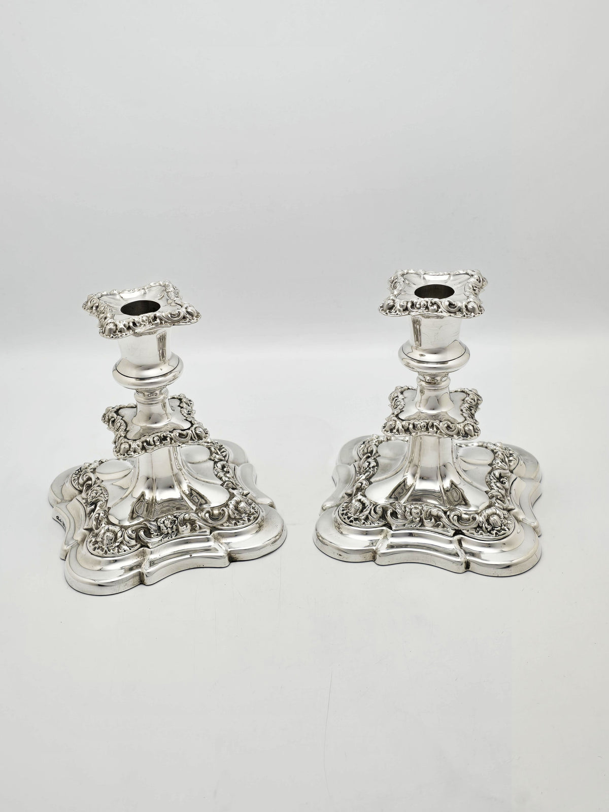Antique Silver Plated Four-Way Convertible Candelabra Pair circa 1920