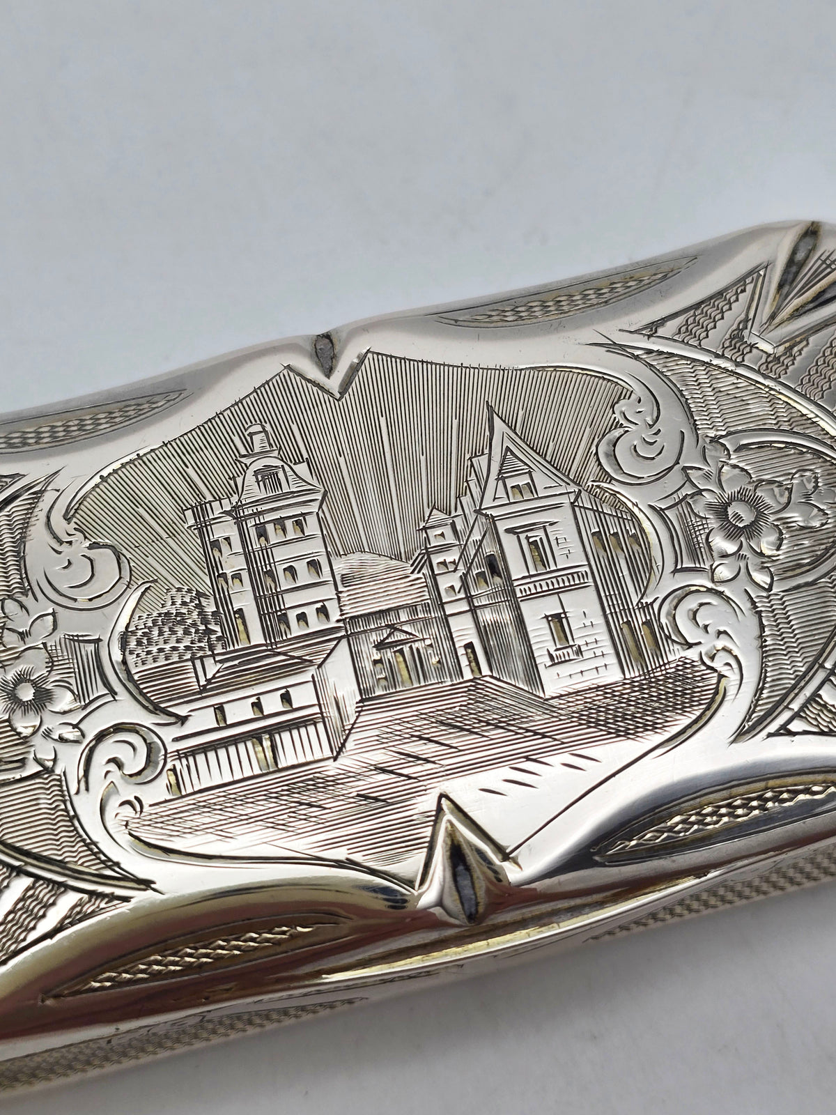 Antique Continental Silver and Gilt Engraved Box – circa 1900