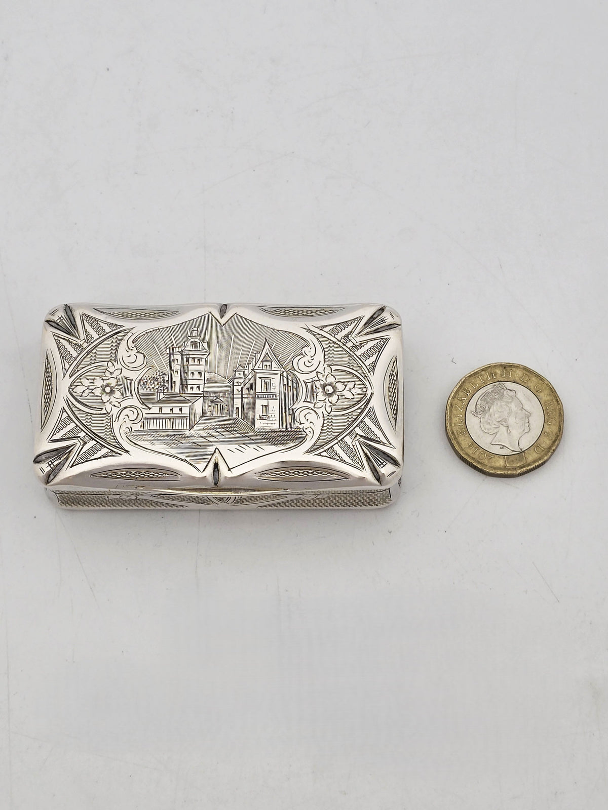 Antique Continental Silver and Gilt Engraved Box – circa 1900