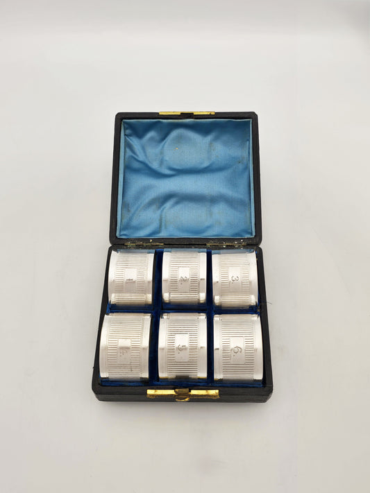 Antique Edwardian Silver Plated Numbered Napkin Rings, circa 1905