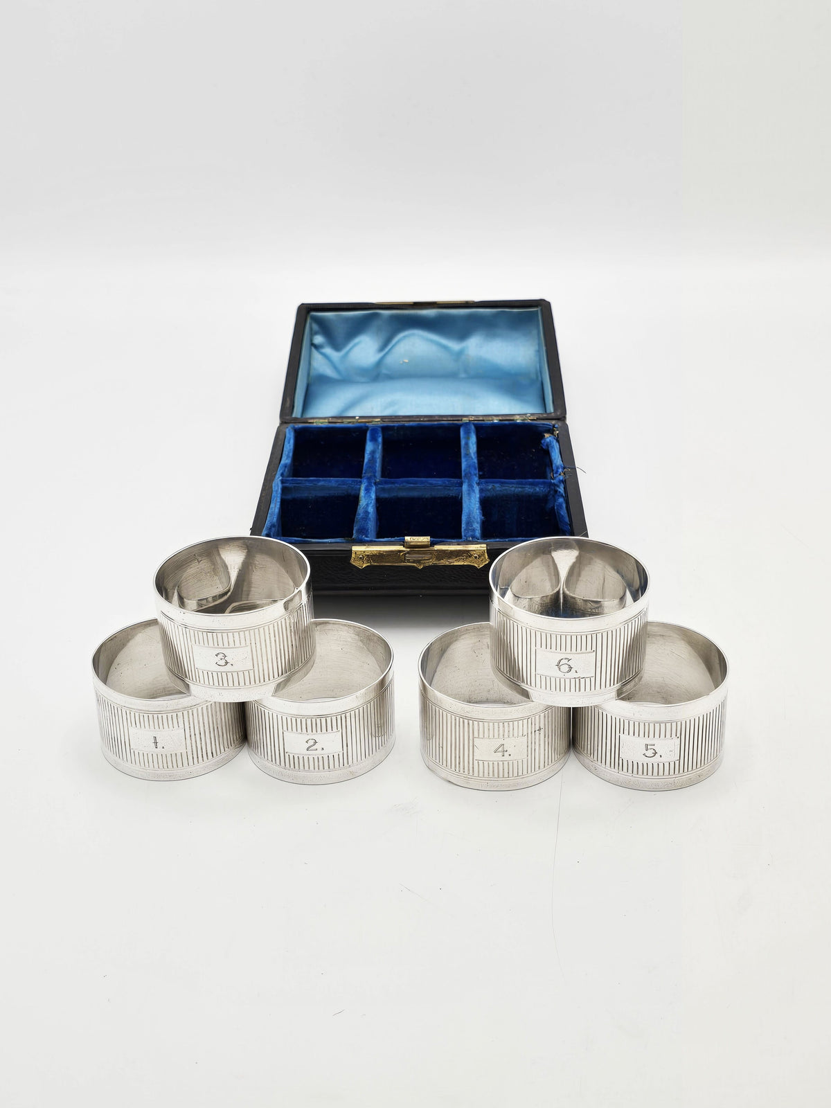 Antique Edwardian Silver Plated Numbered Napkin Rings, circa 1905