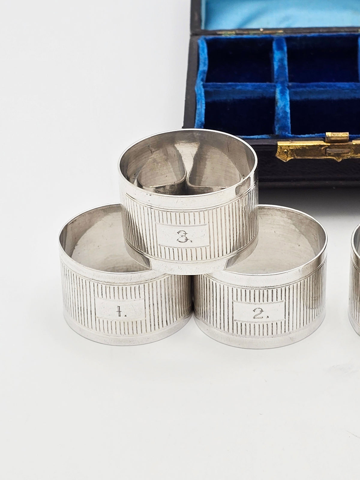 Antique Edwardian Silver Plated Numbered Napkin Rings, circa 1905