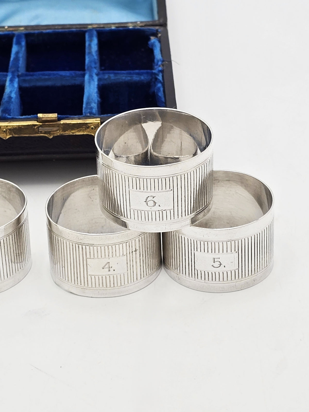 Antique Edwardian Silver Plated Numbered Napkin Rings, circa 1905