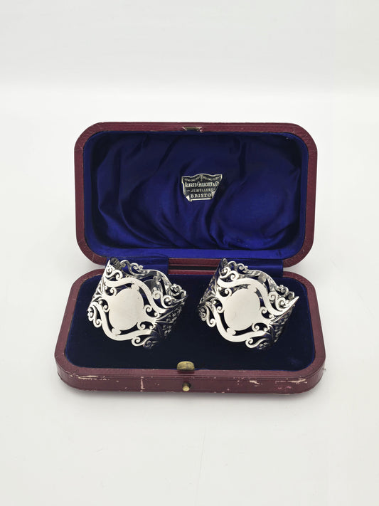 Antique Sterling Silver Pierced Napkin Rings, Sheffield 1903