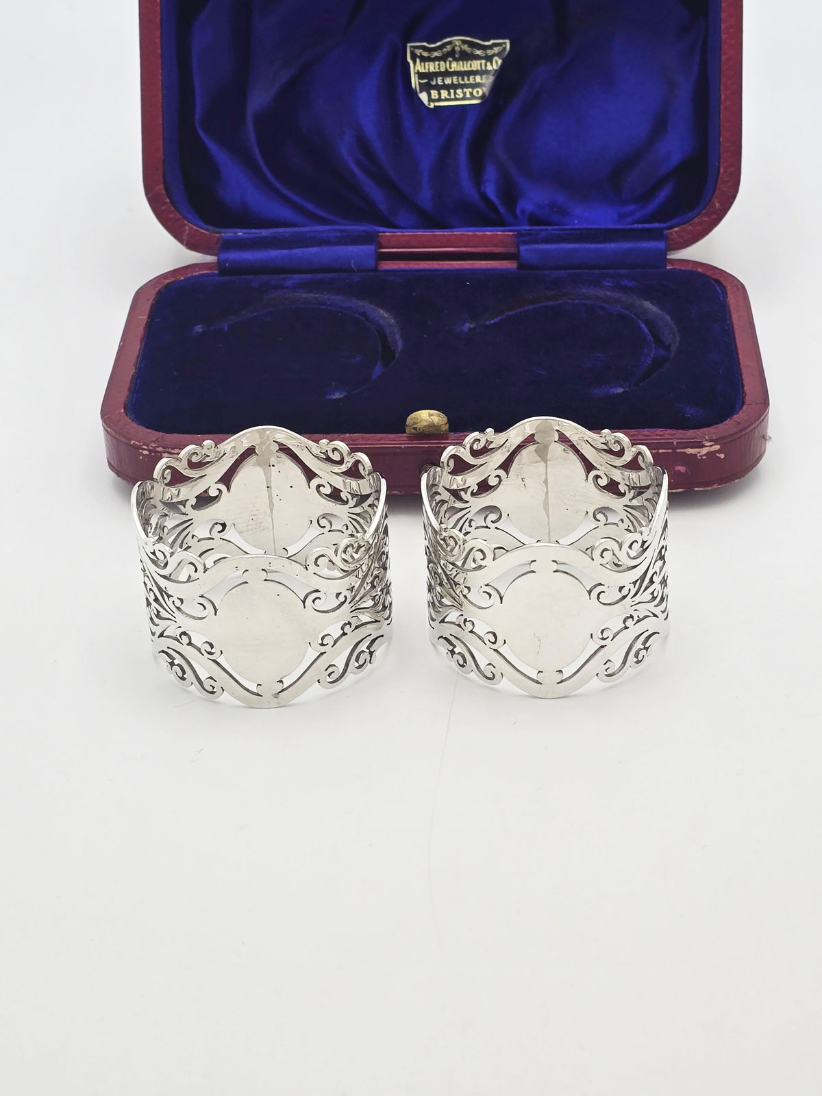 Antique Sterling Silver Pierced Napkin Rings, Sheffield 1903