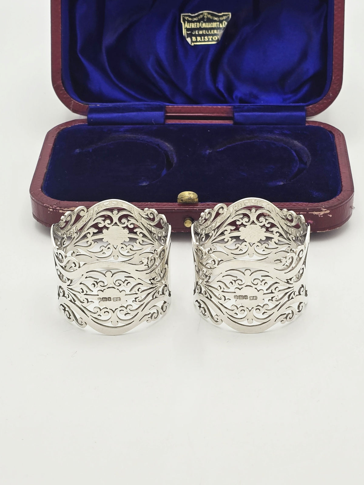 Antique Sterling Silver Pierced Napkin Rings, Sheffield 1903