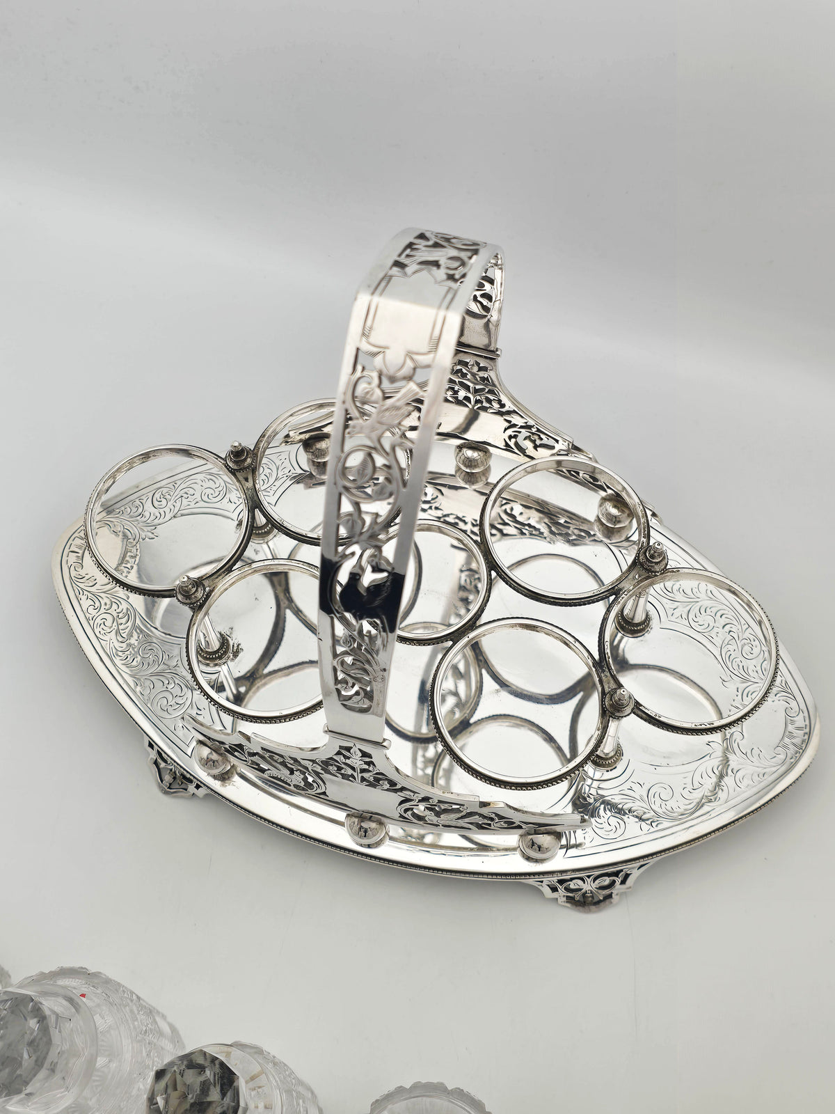 Impressive Antique Victorian Silver Plated Cut Glass Cruet Set circa 1870