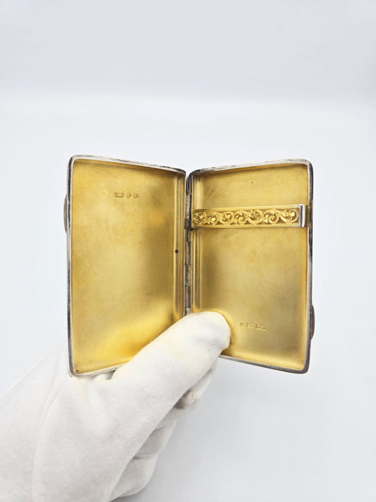 Antique Victorian Sterling Silver and Gilt Cigarette Case Birmingham 1884