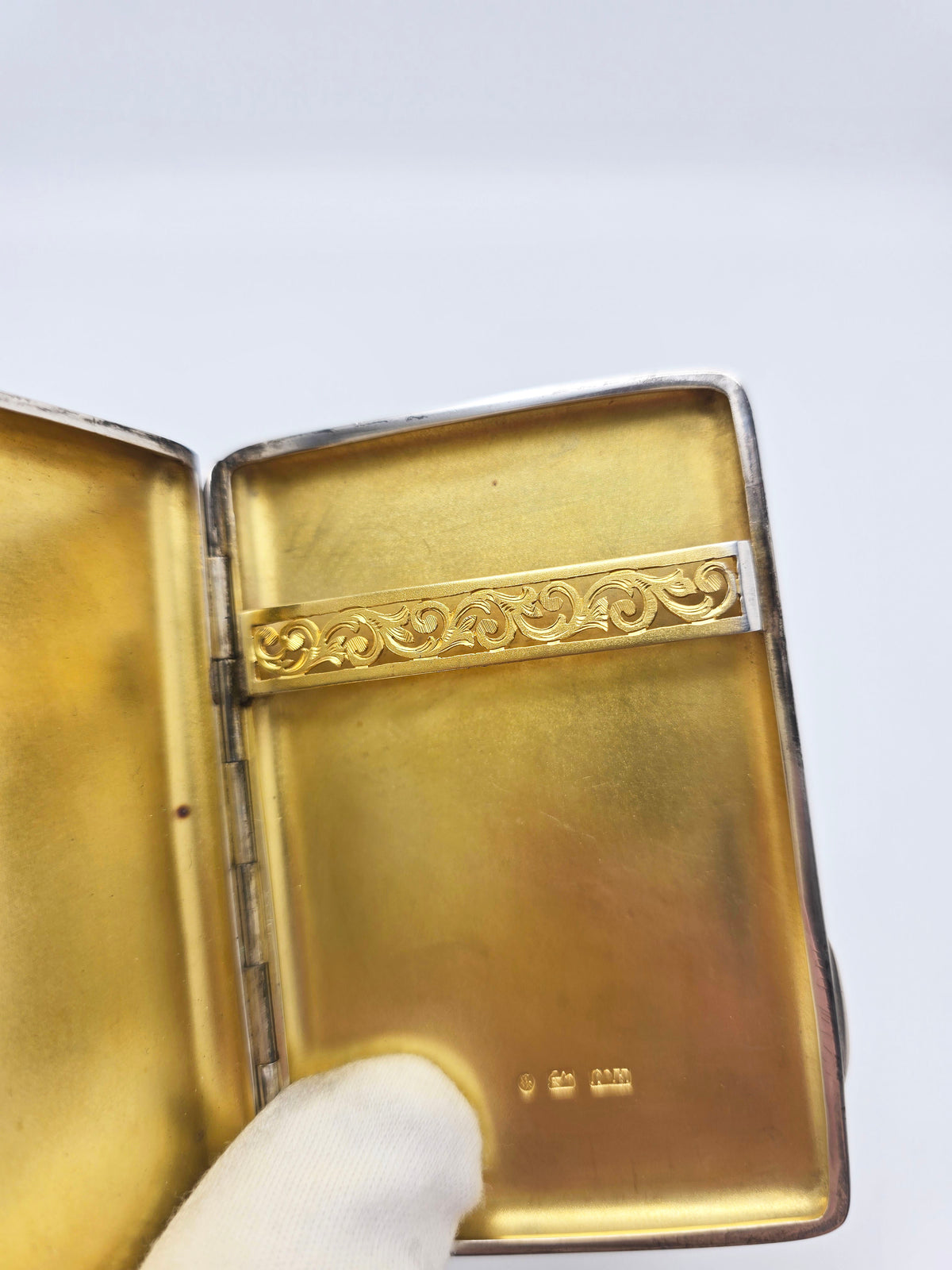 Antique Victorian Sterling Silver and Gilt Cigarette Case Birmingham 1884