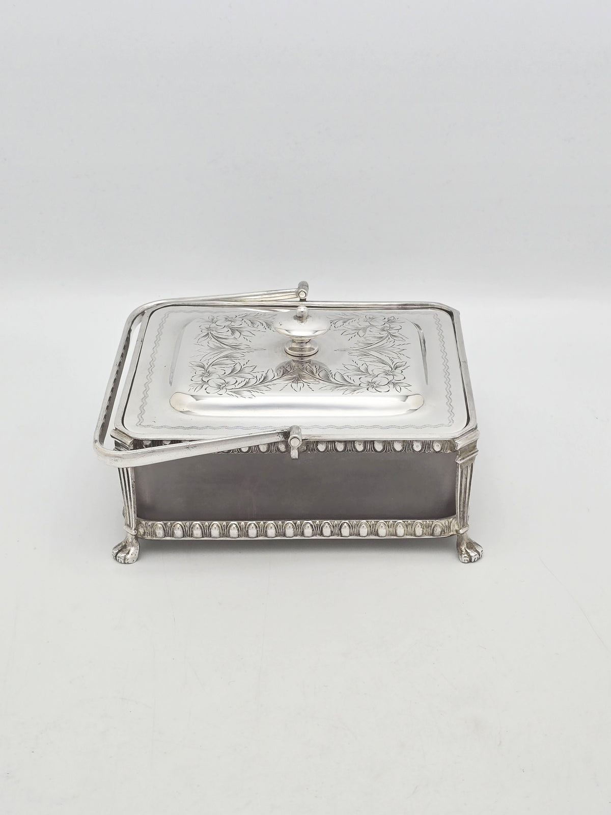 Antique Edwardian Silver Plated Frosted Glass Butter Dish circa 1905