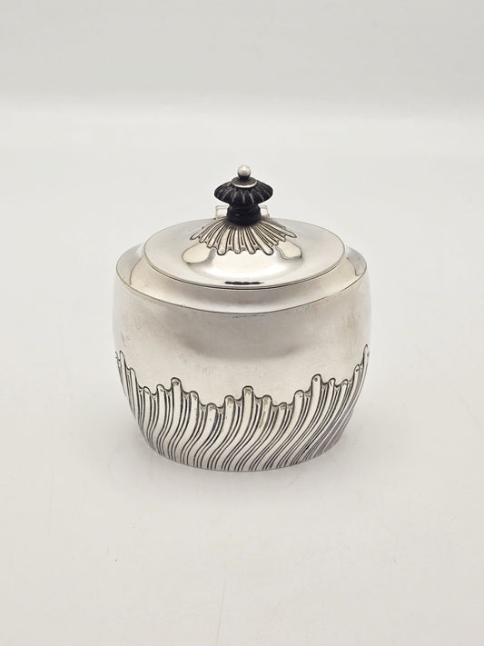 Antique Edwardian Silver Plated Tea Caddy Fluted Detail circa 1905