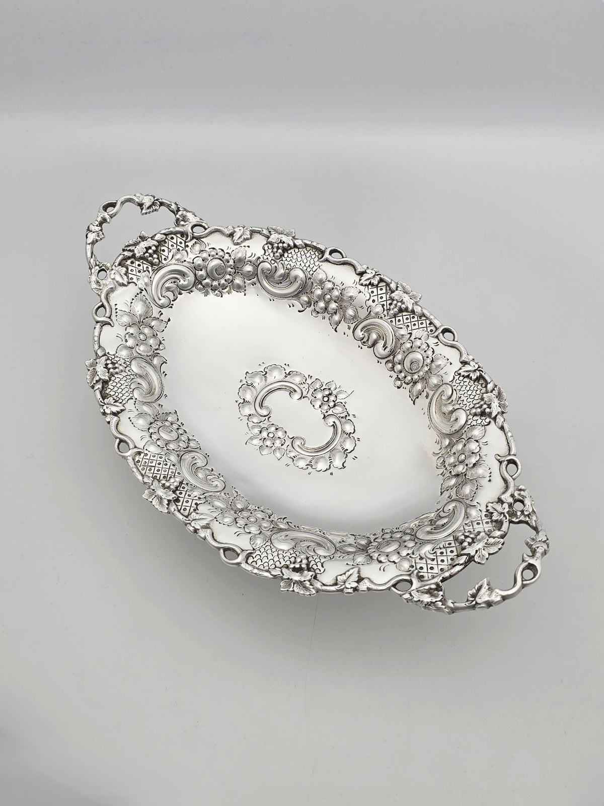 Antique Victorian Silver Plated Floral Serving Dish circa 1890