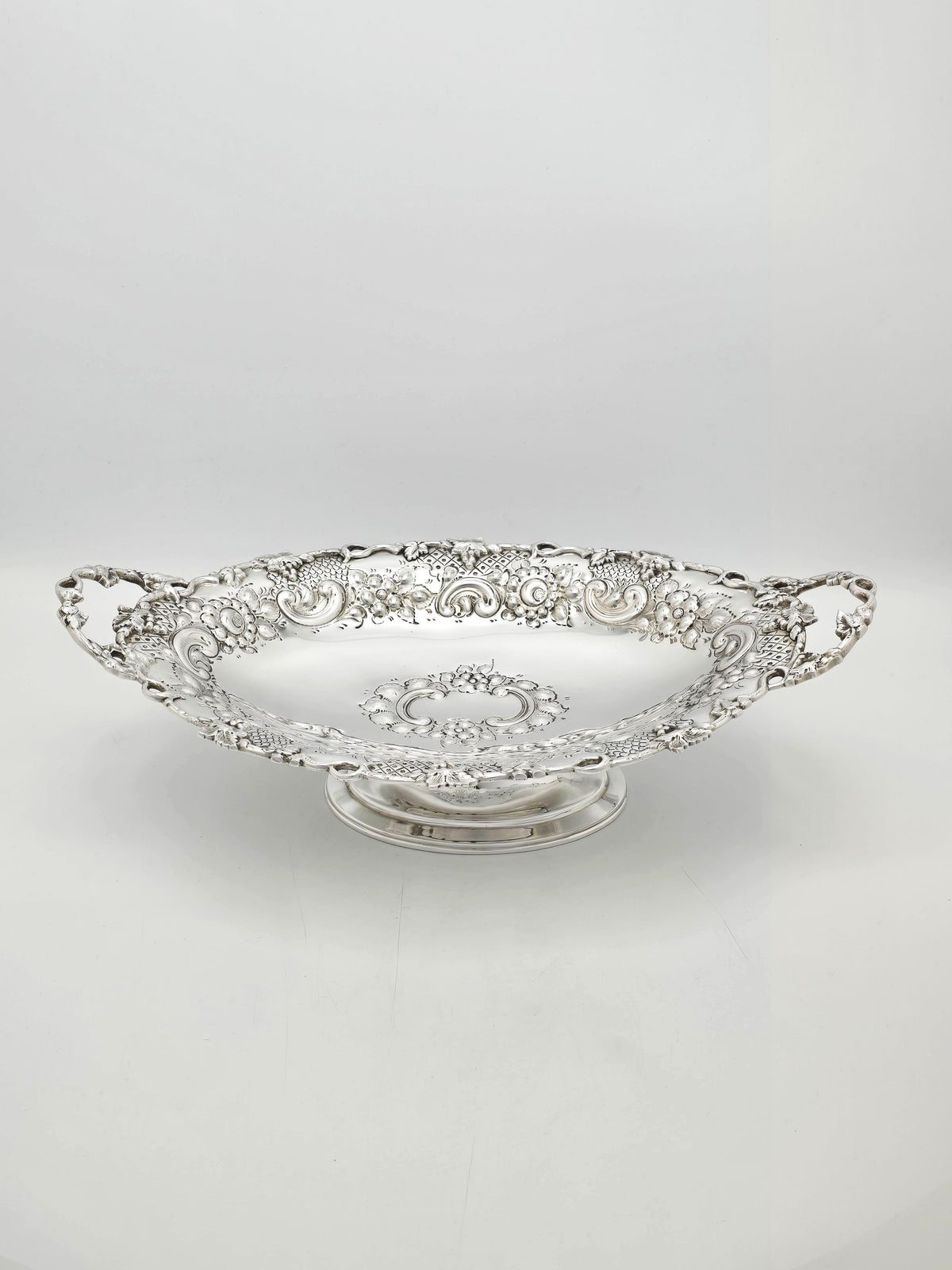 Antique Victorian Silver Plated Floral Serving Dish circa 1890