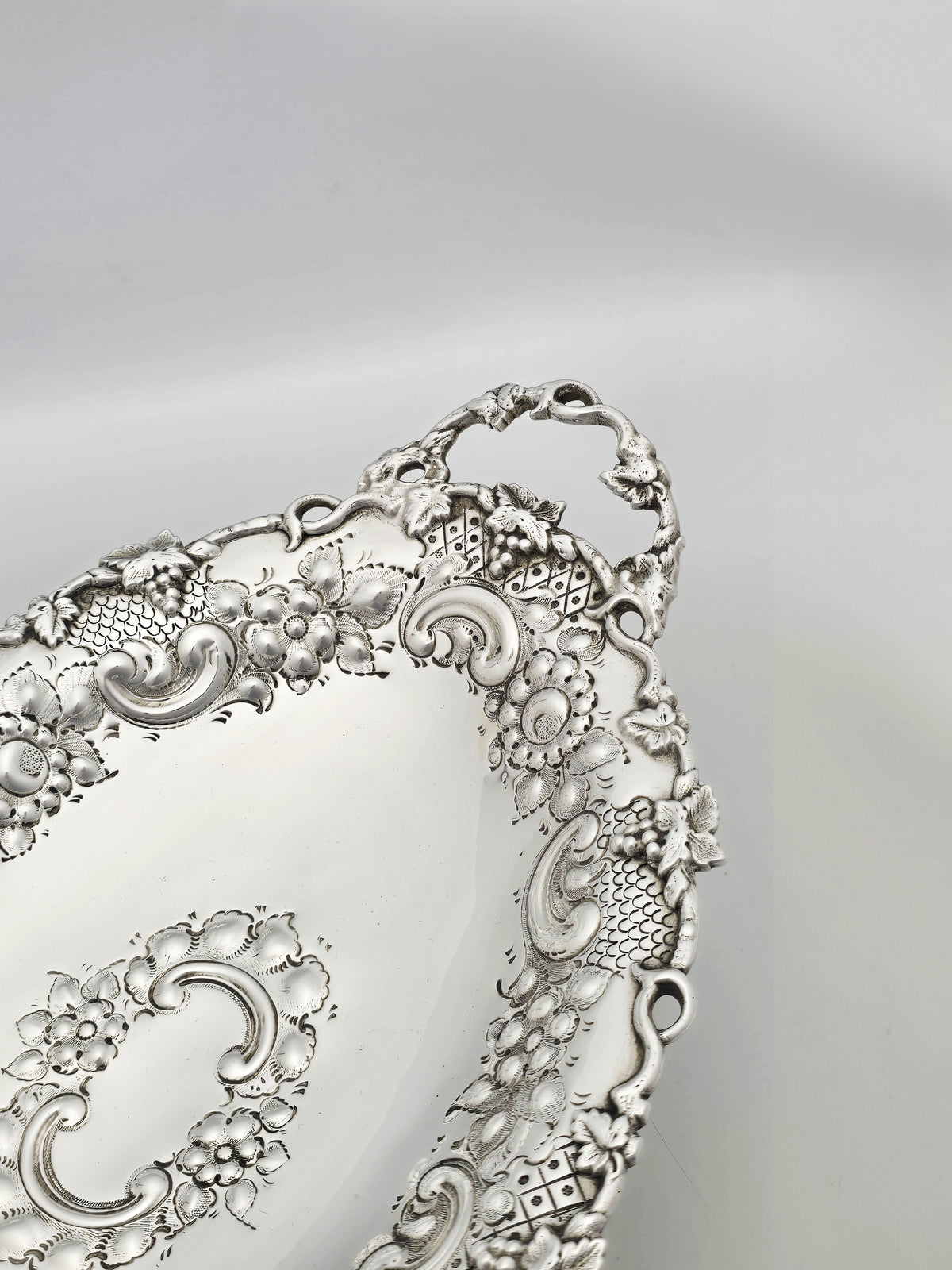 Antique Victorian Silver Plated Floral Serving Dish circa 1890