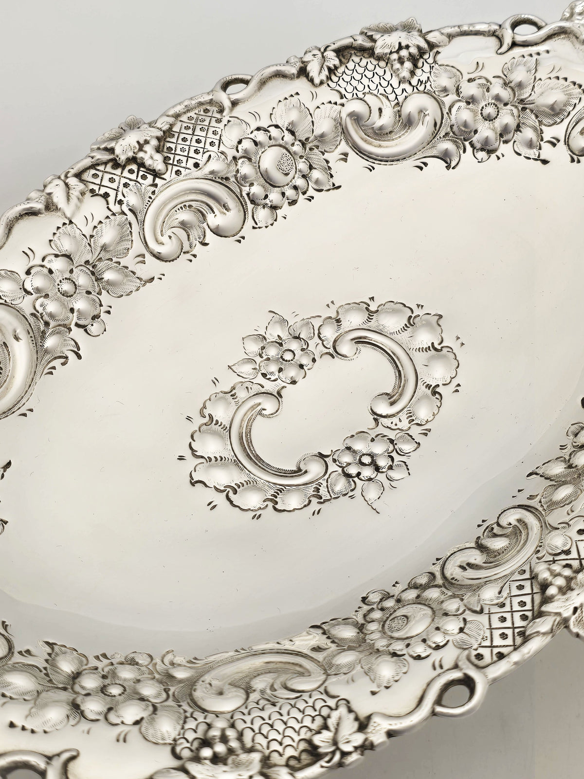 Antique Victorian Silver Plated Floral Serving Dish circa 1890