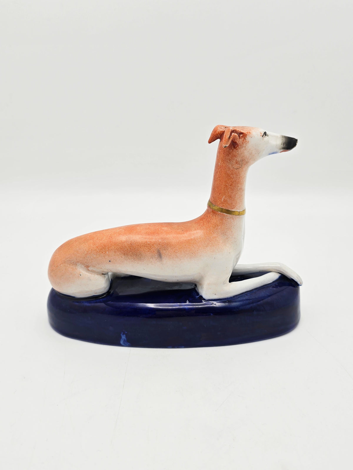 Antique Victorian Staffordshire China Greyhound Inkwell circa 1880