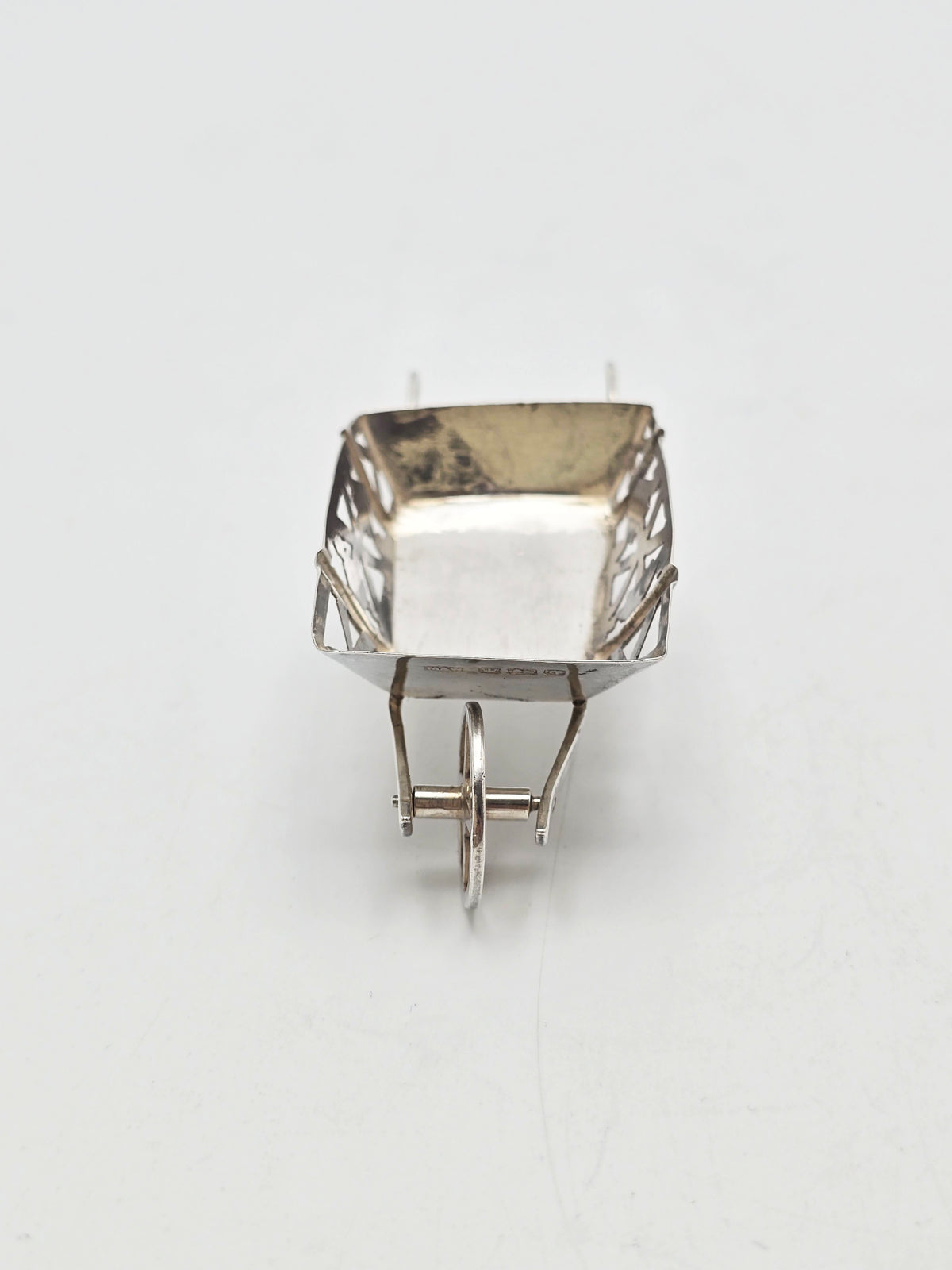 Antique Edwardian Sterling Silver Miniature Wheelbarrow Mappin and Webb 1908