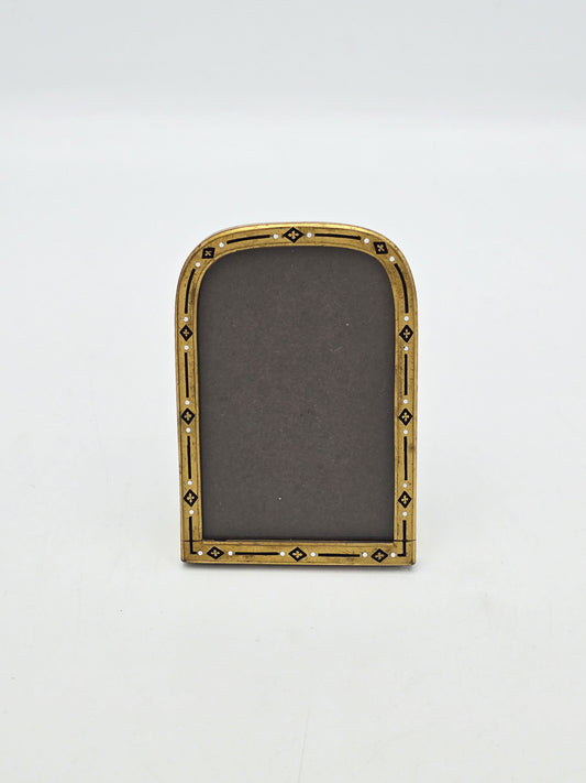 Antique Victorian Brass and Enamel Arched Picture Frame circa 1880