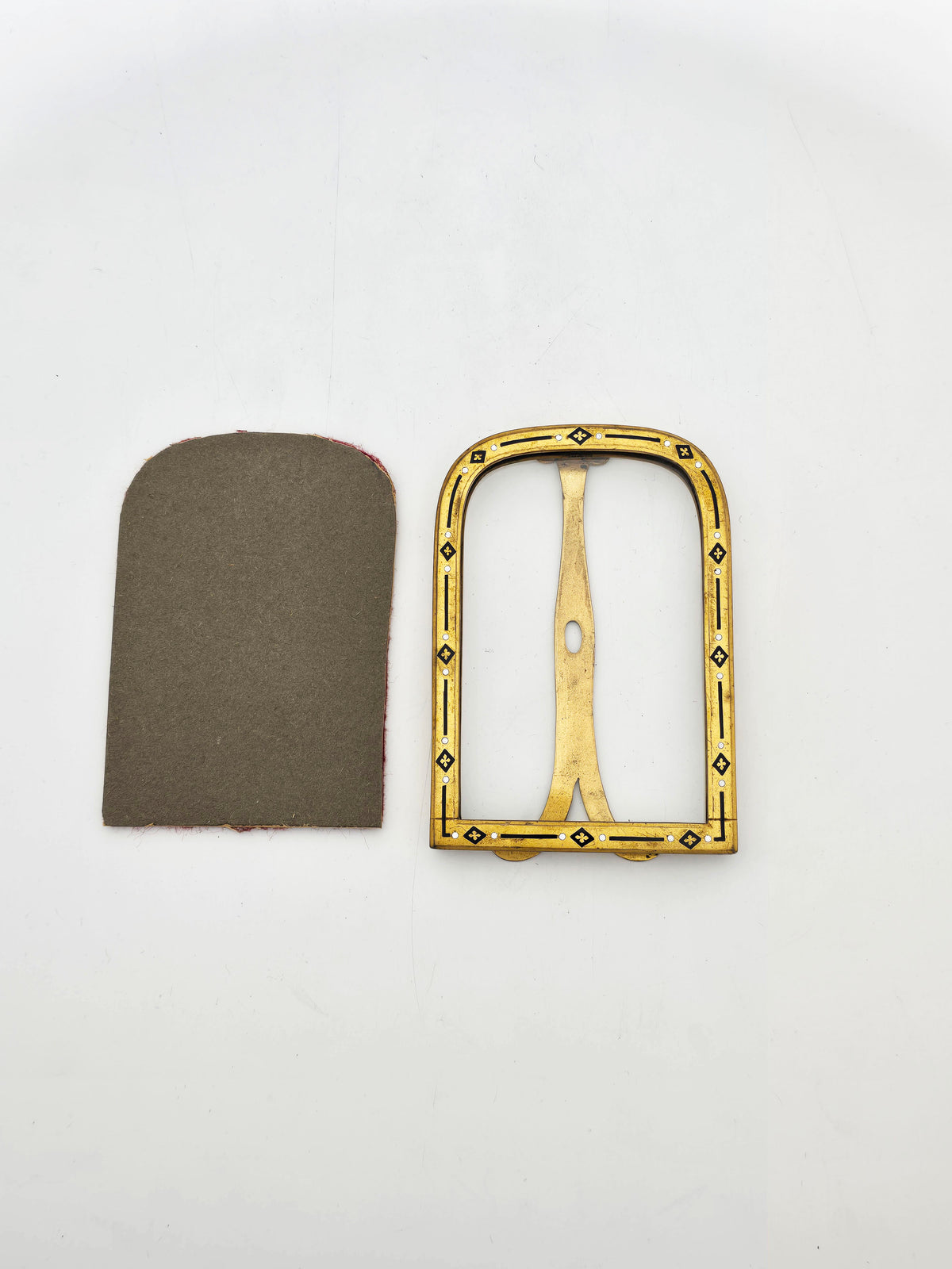 Antique Victorian Brass and Enamel Arched Picture Frame circa 1880