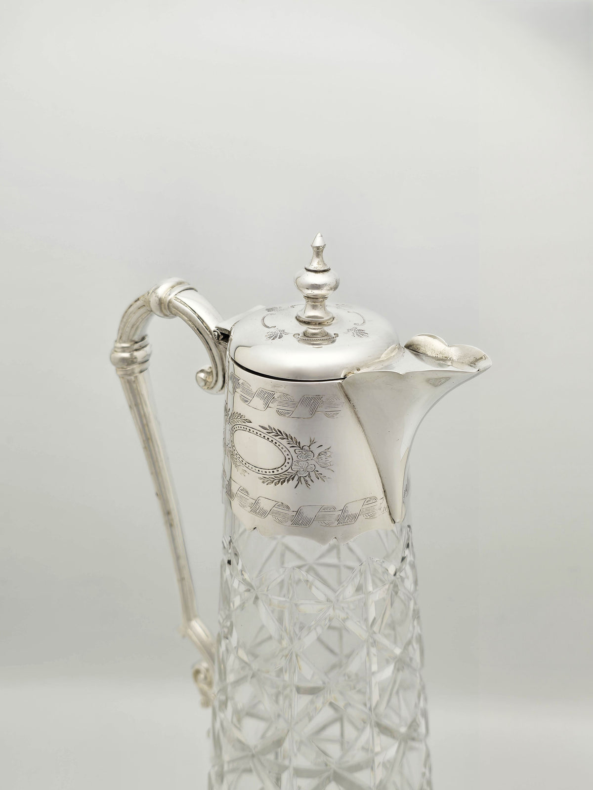 Antique Victorian Silver Plated Cut Glass Claret Jug circa 1880
