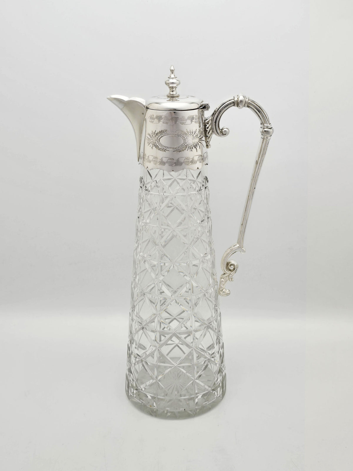 Antique Victorian Silver Plated Cut Glass Claret Jug circa 1880