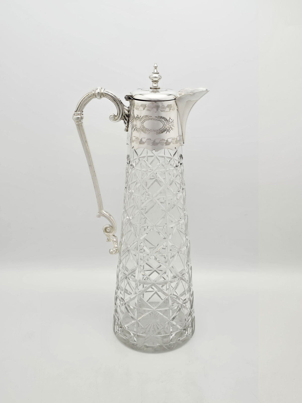 Antique Victorian Silver Plated Cut Glass Claret Jug circa 1880