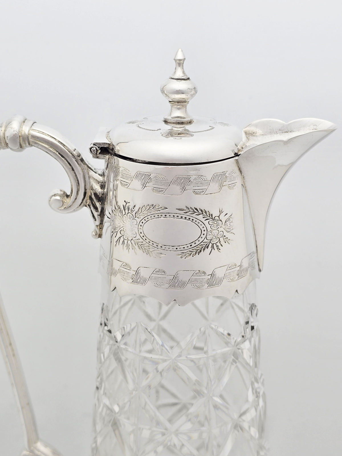 Antique Victorian Silver Plated Cut Glass Claret Jug circa 1880