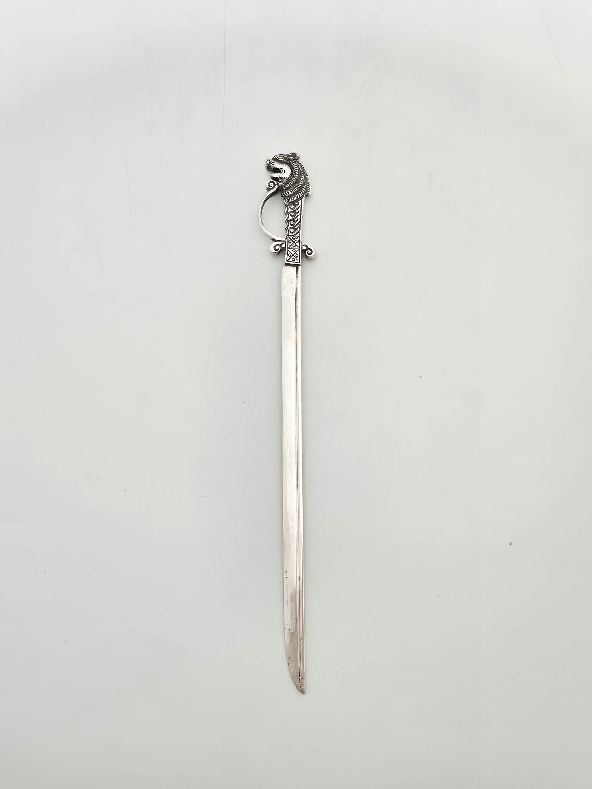 Antique Continental Silver Letter Opener with Figural Handle circa 1900