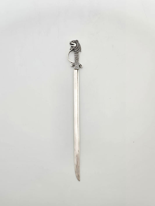 Antique Continental Silver Letter Opener with Figural Handle circa 1900