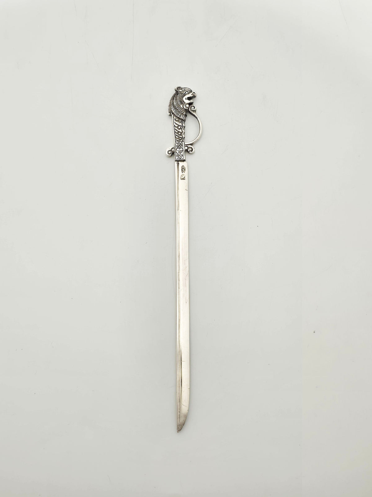 Antique Continental Silver Letter Opener with Figural Handle circa 1900