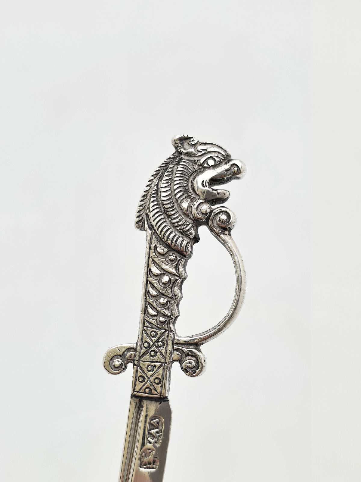 Antique Continental Silver Letter Opener with Figural Handle circa 1900
