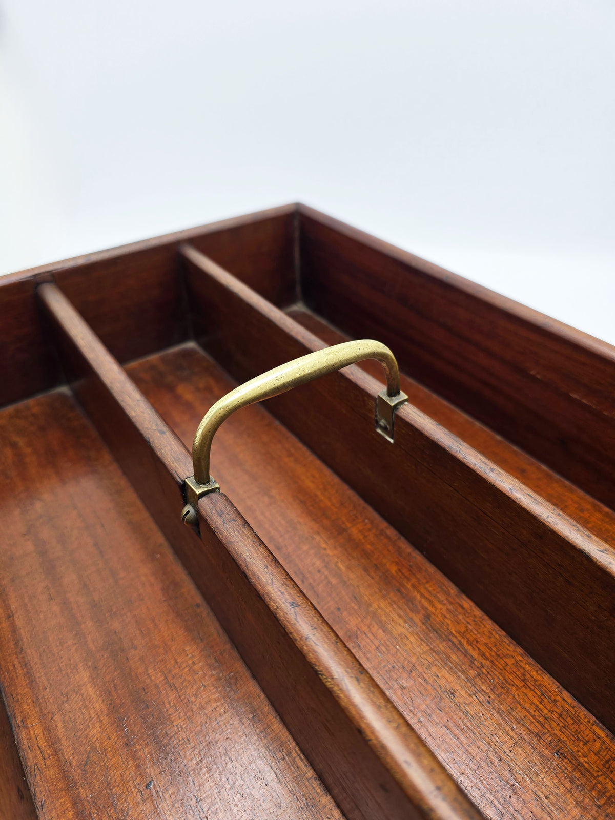 Antique Georgian Mahogany Cutlery Box with Brass Handle, circa 1820