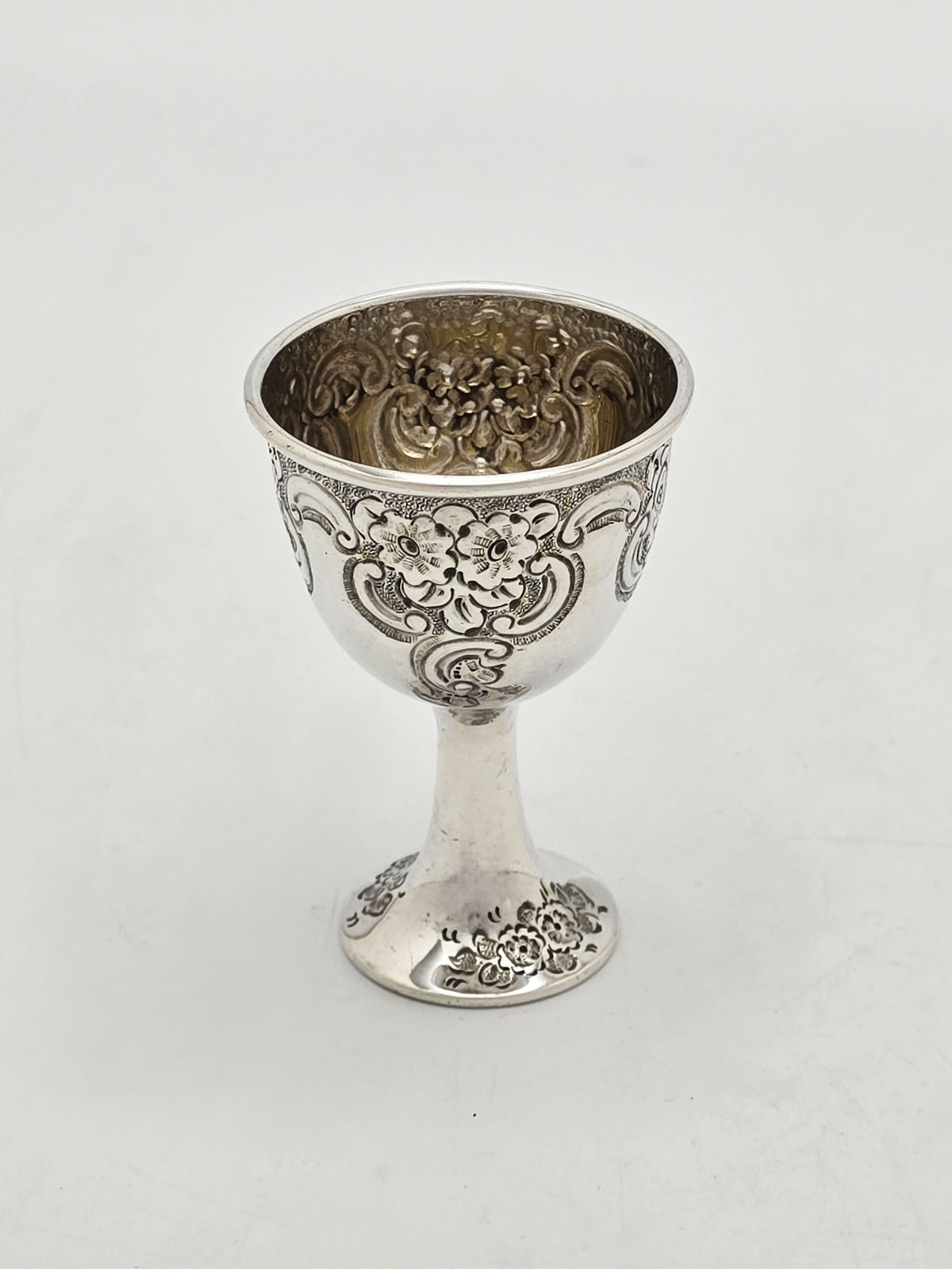 Antique Victorian Sterling Silver Embossed Egg Cup Sheffield 1896