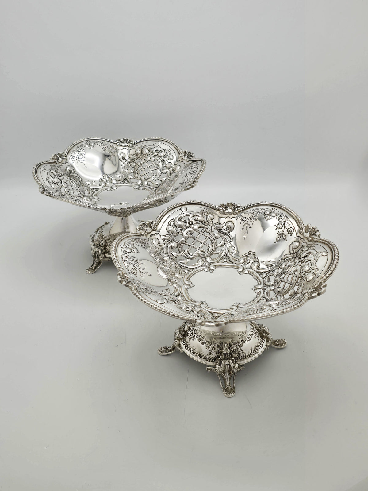 Antique Victorian Silver Plated Pair of Pierced Serving Dishes circa 1890
