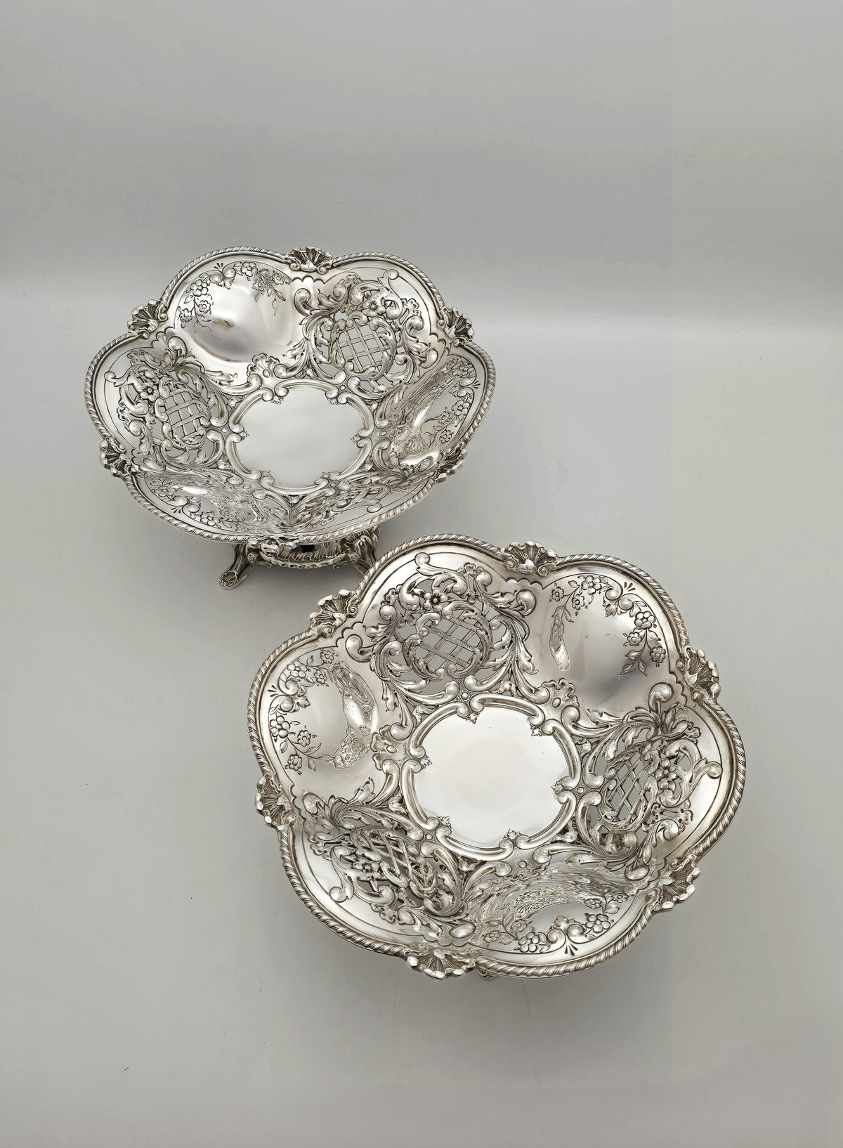 Antique Victorian Silver Plated Pair of Pierced Serving Dishes circa 1890