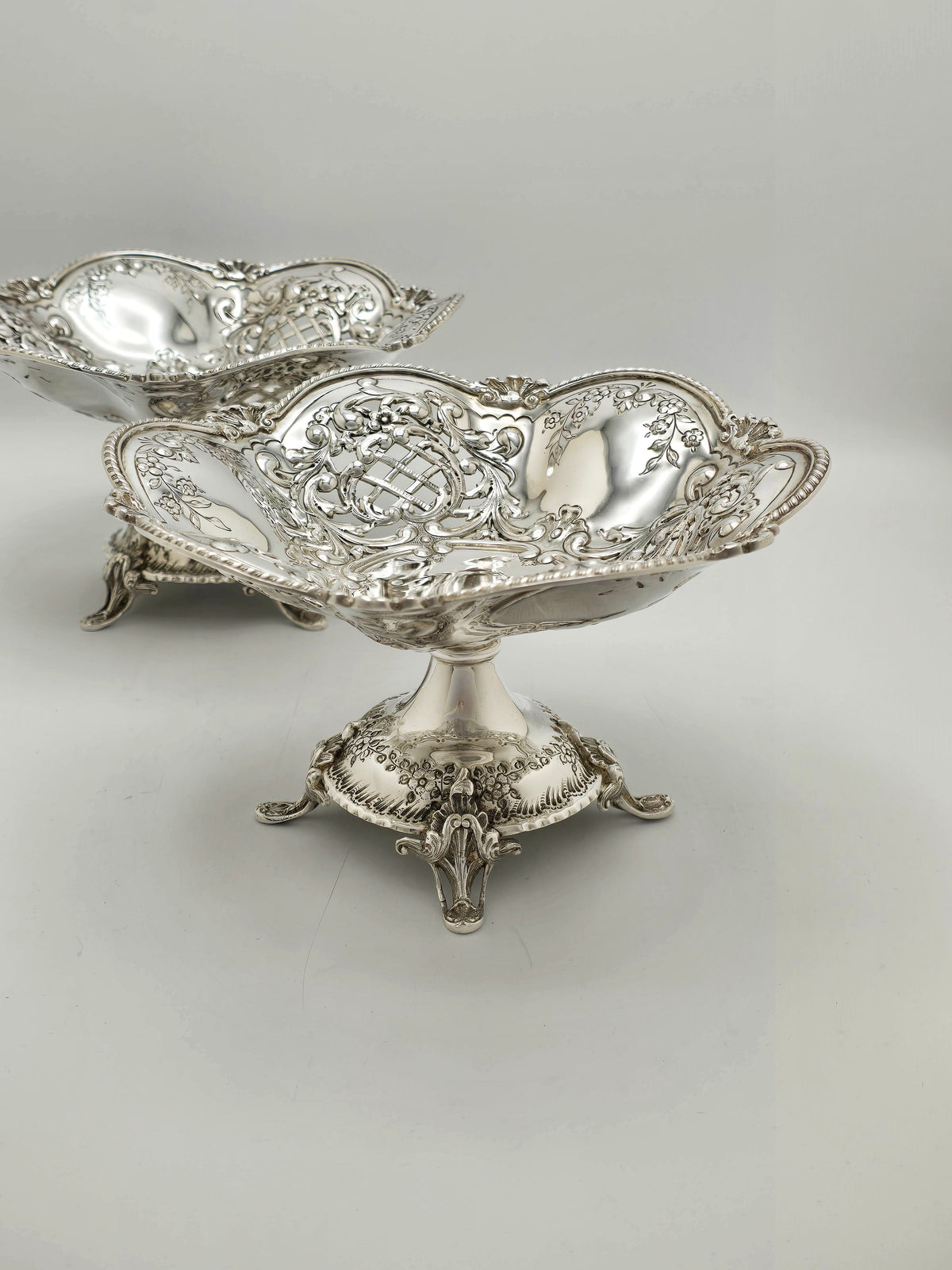 Antique Victorian Silver Plated Pair of Pierced Serving Dishes circa 1890