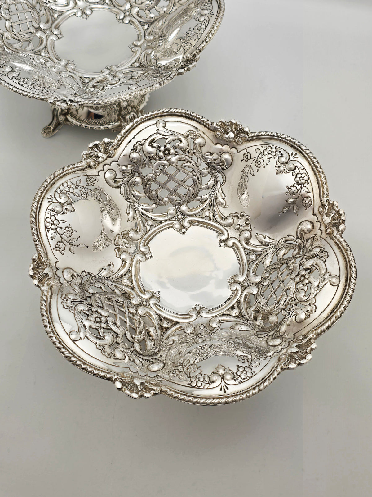 Antique Victorian Silver Plated Pair of Pierced Serving Dishes circa 1890