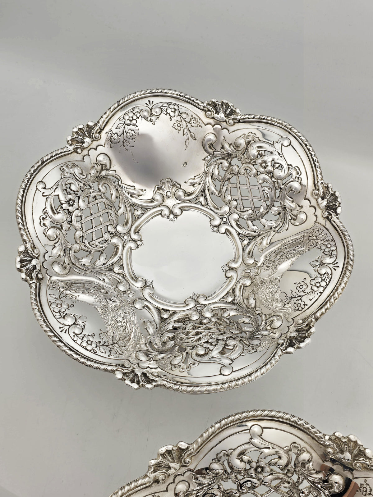 Antique Victorian Silver Plated Pair of Pierced Serving Dishes circa 1890