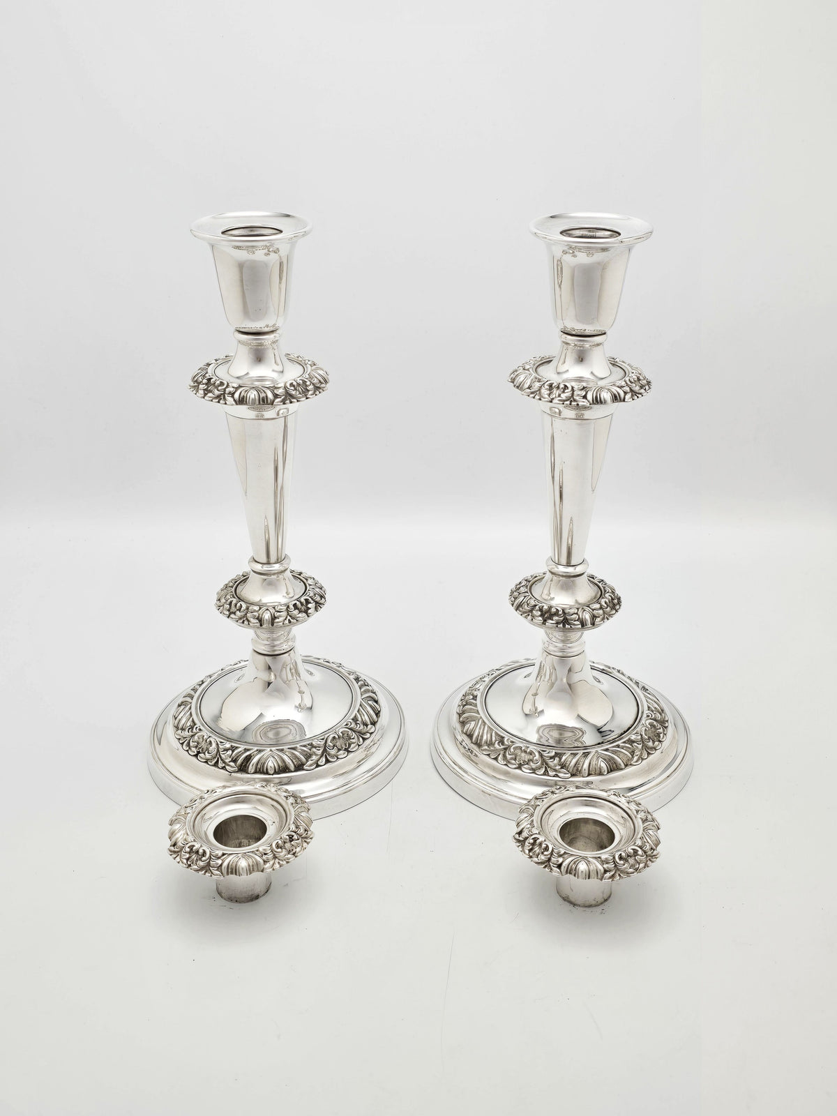 Antique Victorian Silver Plated Pair of Ornate Candlesticks circa 1880